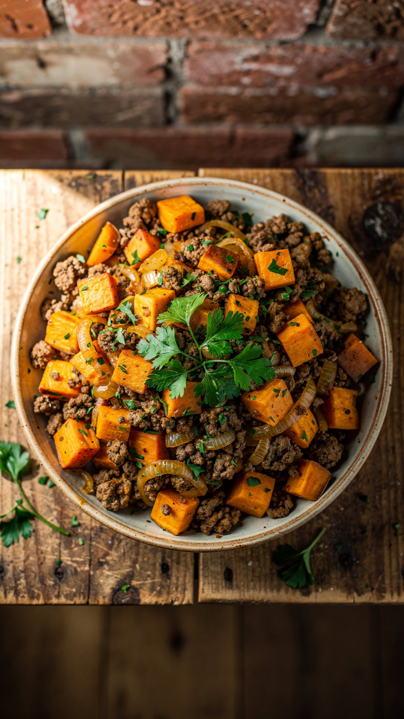 Ground Beef and Sweet Potato Skillet